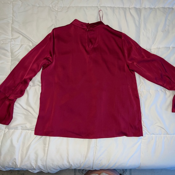 Silky Long Sleeve Blouse in Deep Raspberry - Picture 4 of 4